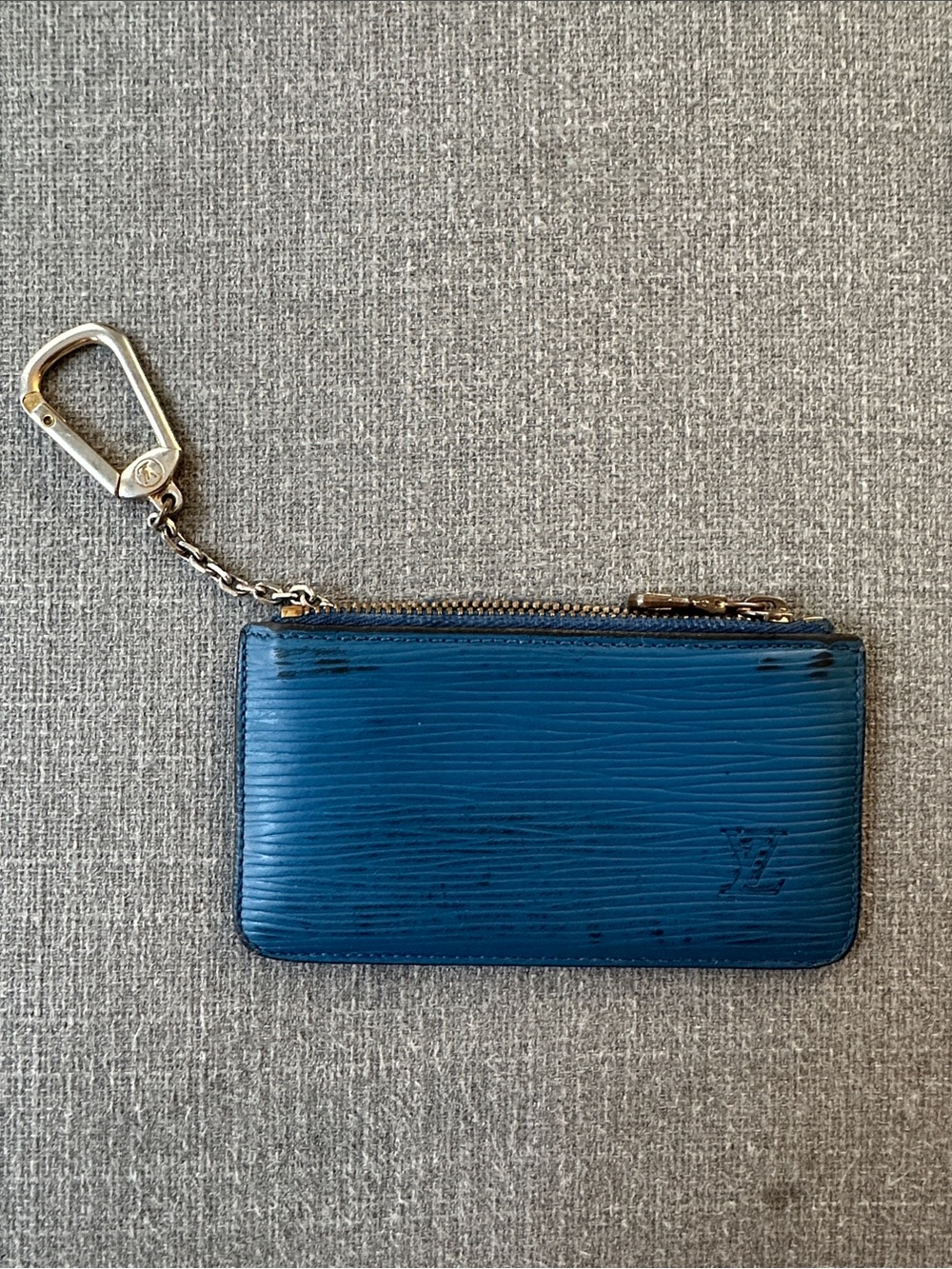 Louis Vuitton Blue Epi Leather Key Cles